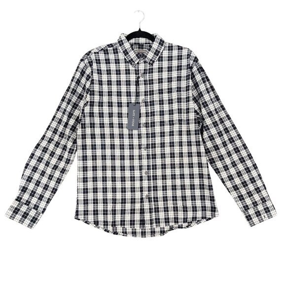 Slate & Stone Shirt Mens Medium Black Plaid Long Sleeve Button Up *NWT* - Picture 1 of 11